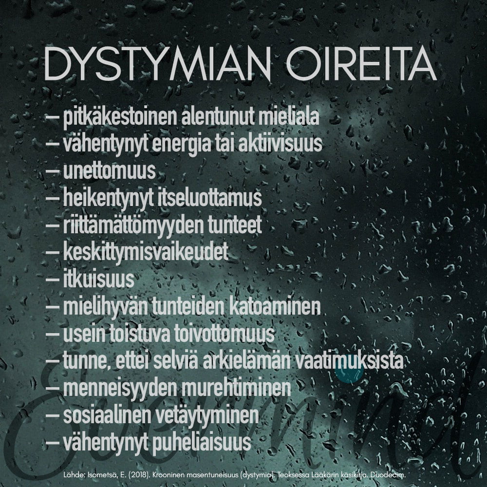 lista dystymian oireista